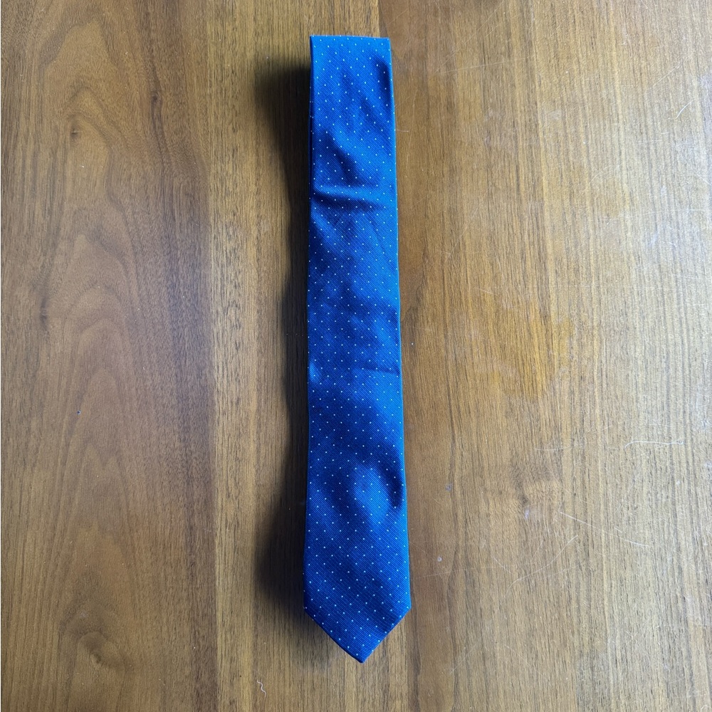 J. Crew navy silk polka dot tie